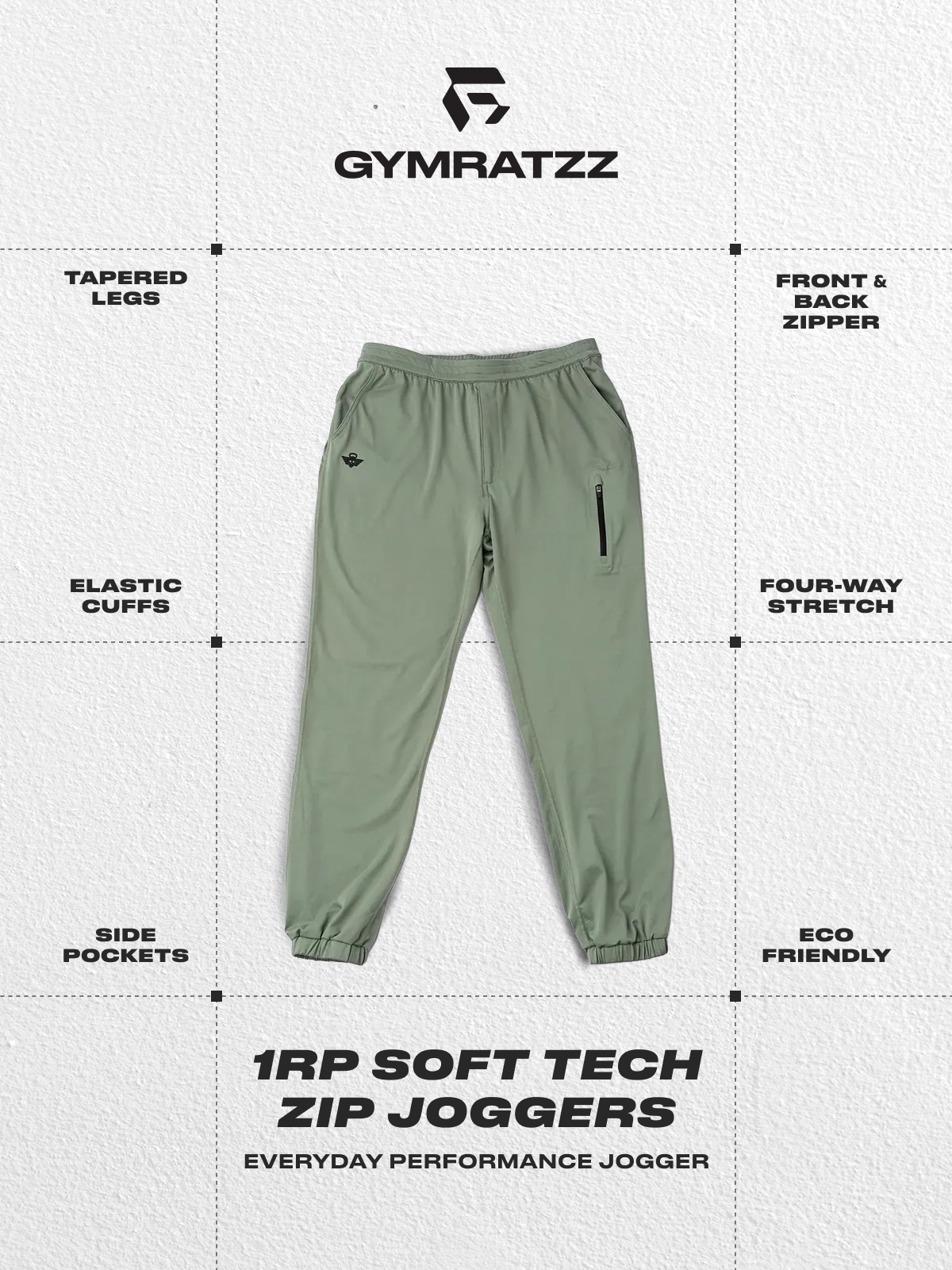 1RP Soft Tech Zip Jogger Olivegreen