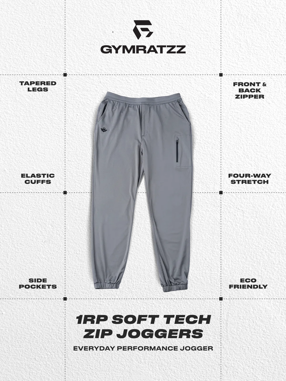 1RP Soft Tech Zip Jogger Brushed Nickel