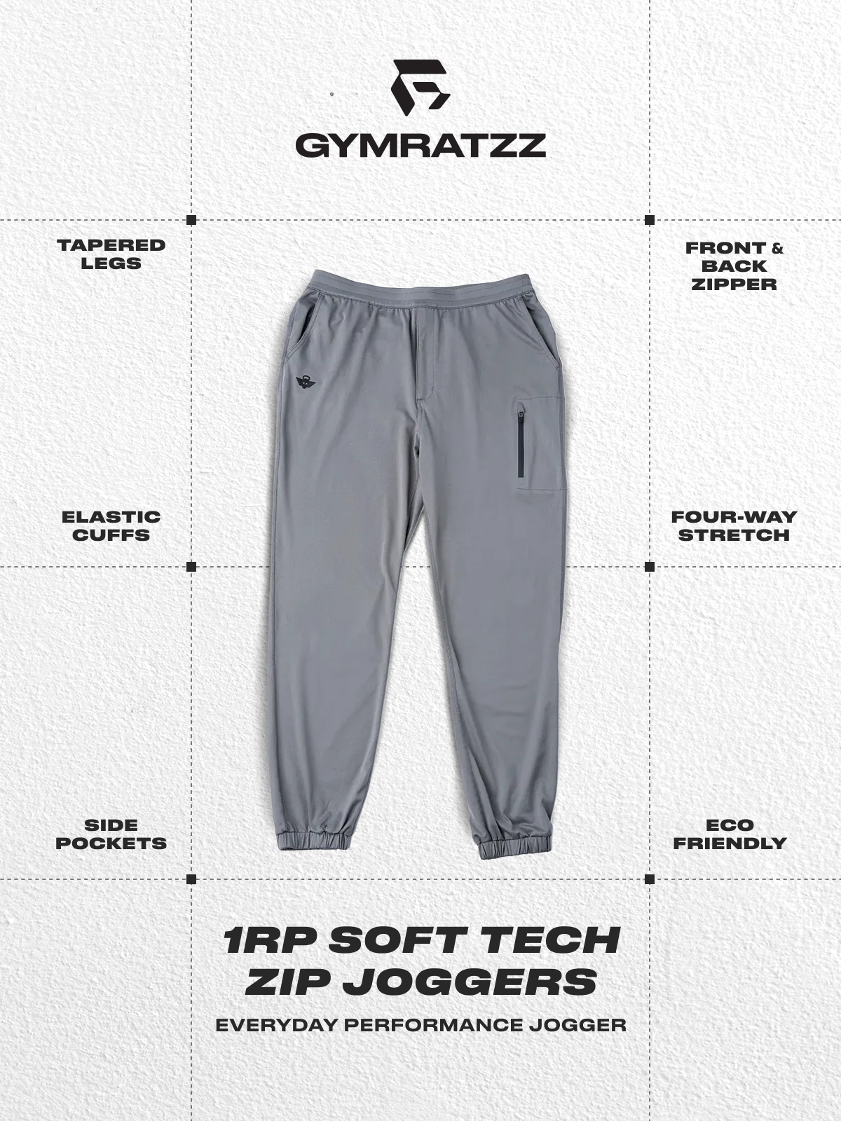 1RP Soft Tech Zip Jogger Brushed Nickel