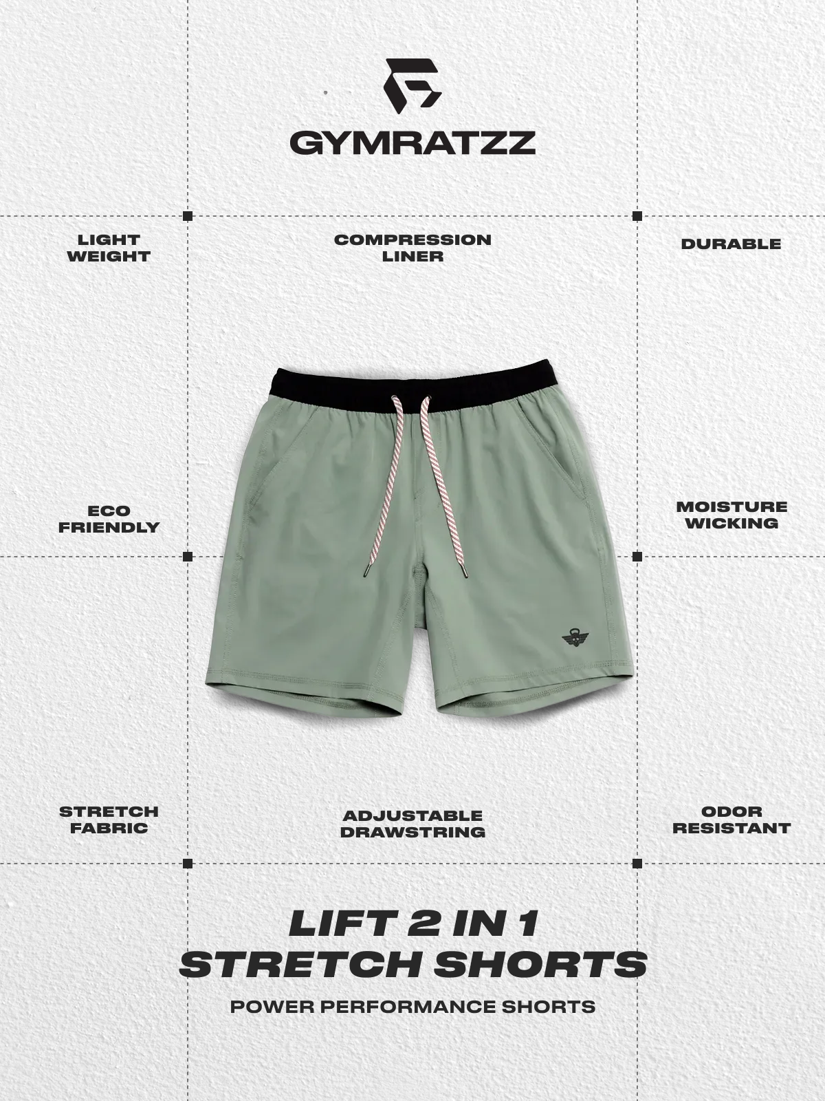 Lift 2 In 1 Stretch Workout Short Olive Green