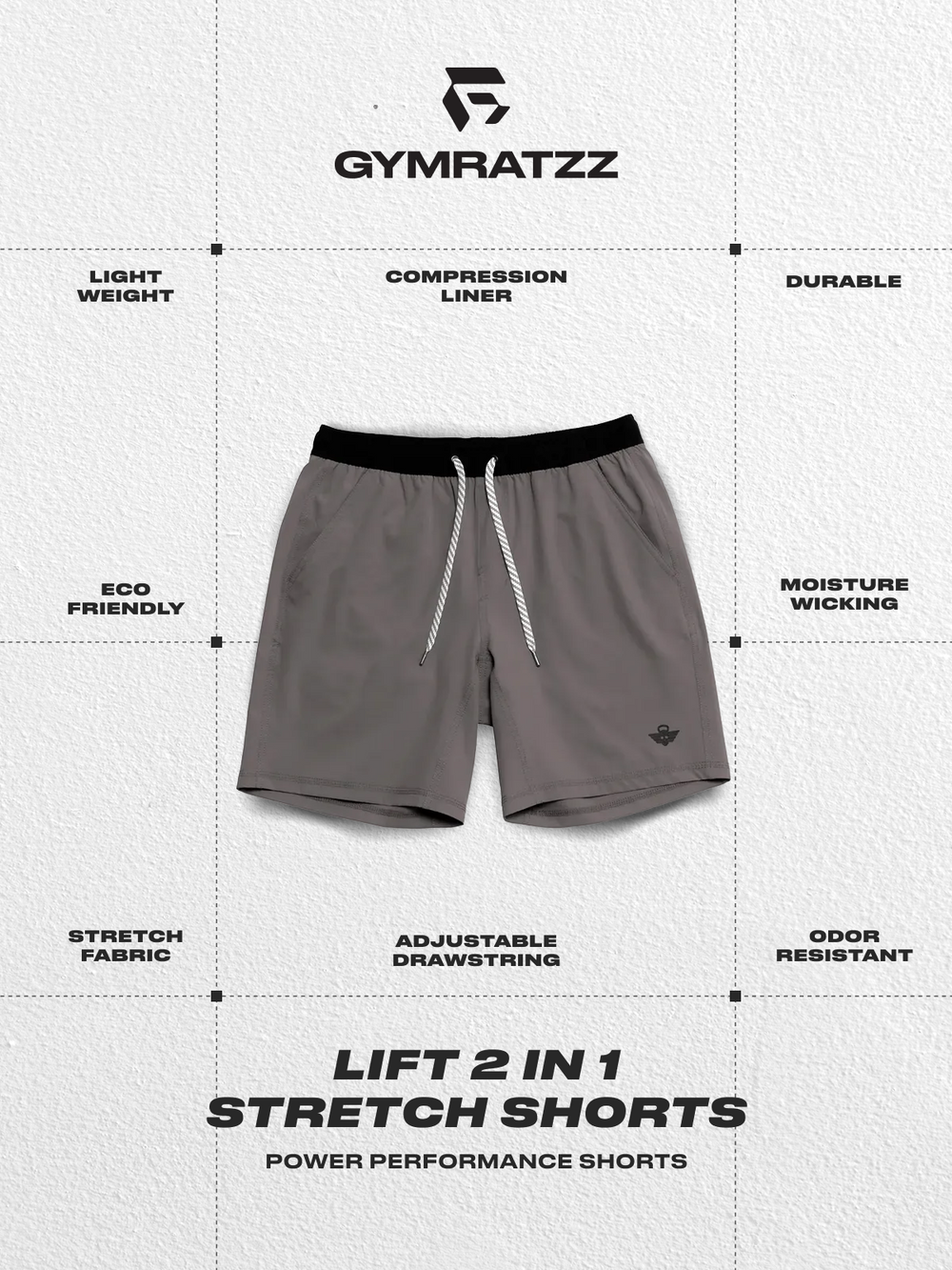 Lift 2 In 1 Stretch Workout Short Brushed Nickel