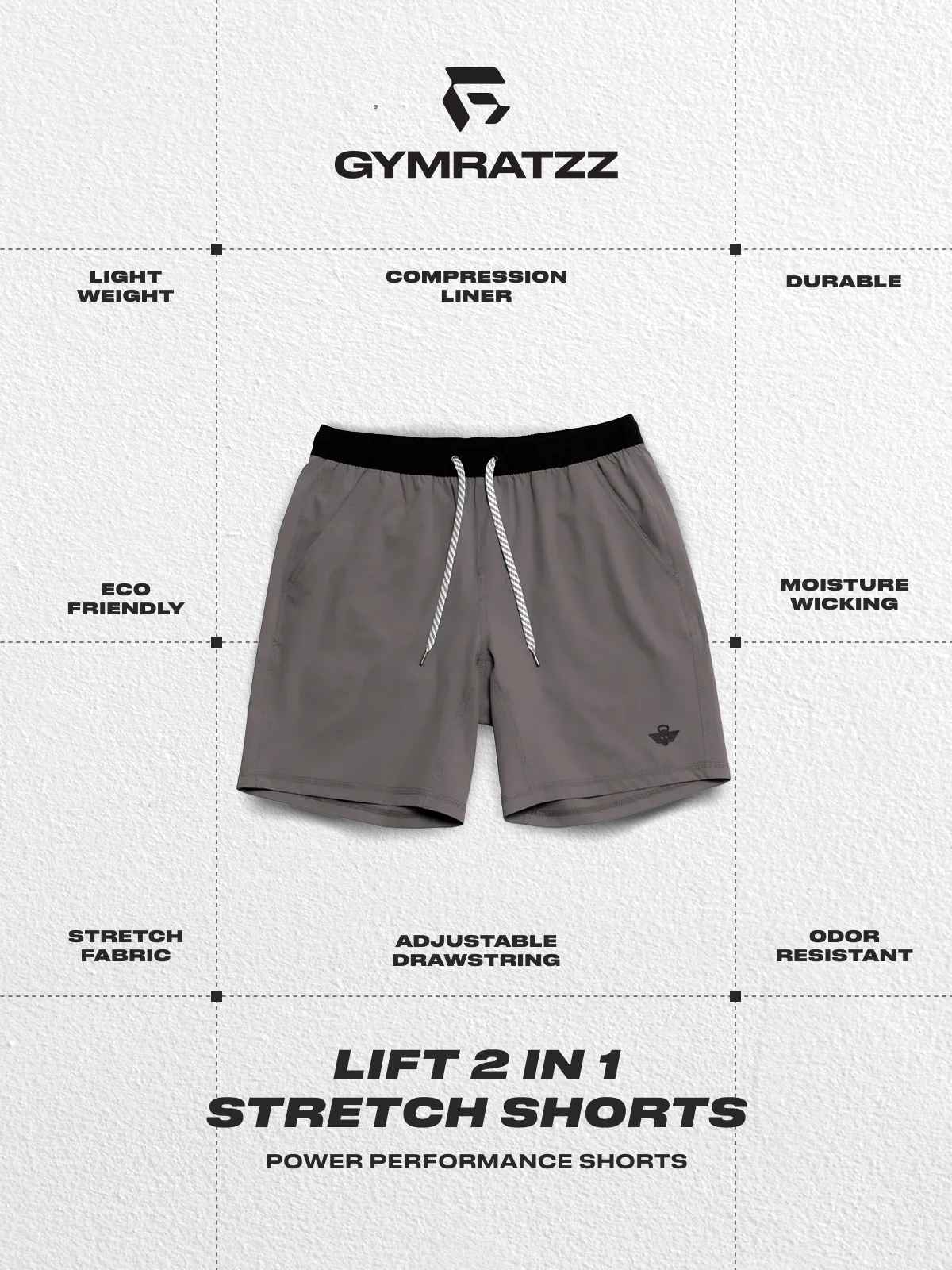 Lift 2 In 1 Stretch Workout Short Brushed Nickel